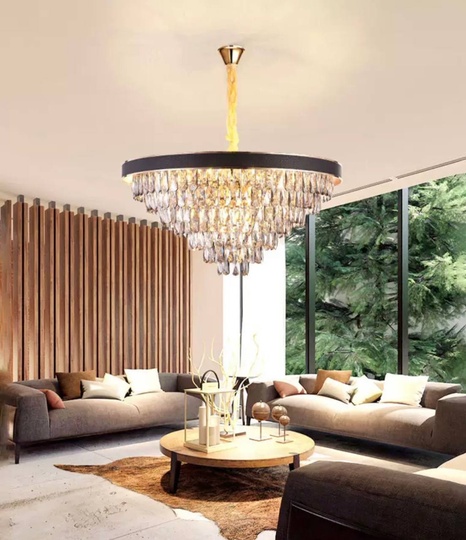 Люстра подвесная ALA 80*42 золото, кристалл, металл, Е14.