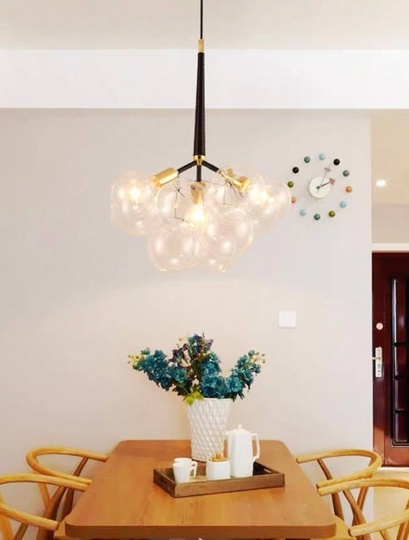 Люстра подвесная, черный, стекло, ABRAHAN 65*70, металл, Е27