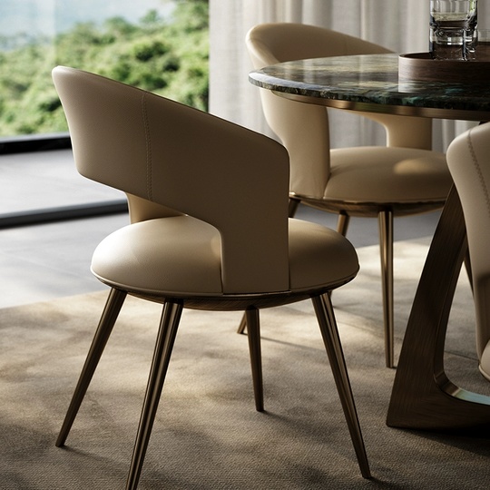 Обеденный стул молочный, Gofo, 57*76*58 см, кожа