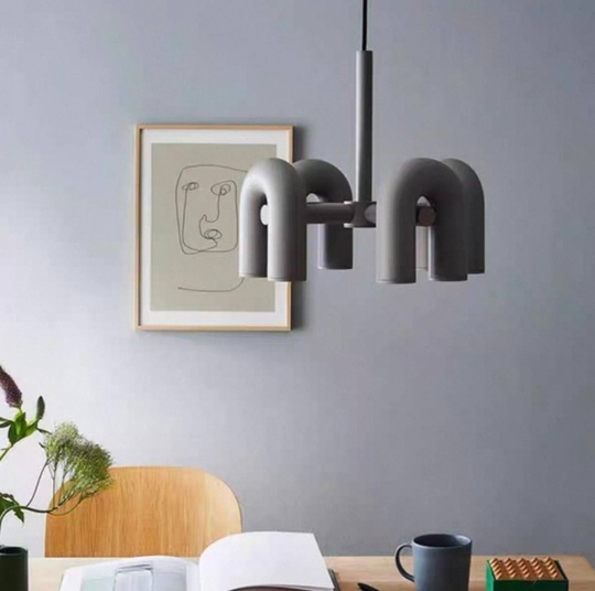 Светильник подвесной серый Elisto, металл, трос 150 см, 80*38 см, LED