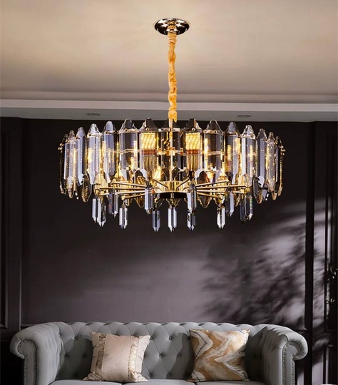 Люстра подвесная ALAGEYIK 76*32 дымчатый, кристалл, металл, Е14.