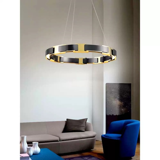 Светильник подвесной золотой, черный, Elumix, металл, 60*9 см, светодиодная, LED