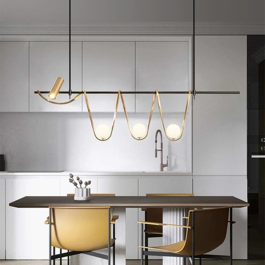 Люстра черная, бронза Elydran, металл, 120*40 см, стекло молочное, G9, GU10