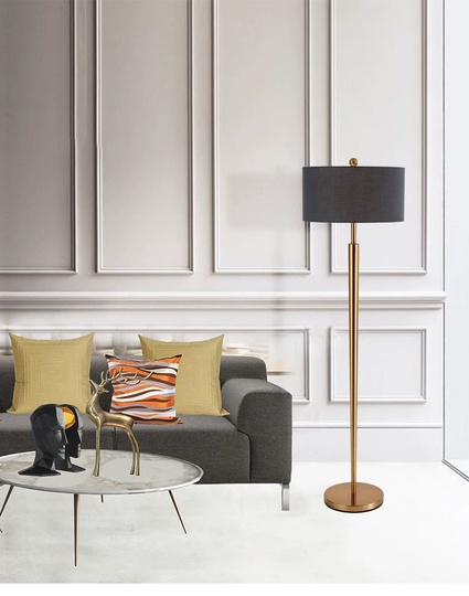 Торшер черный, золото Bingo 45*165, светодиодный, E27, металл, ткань