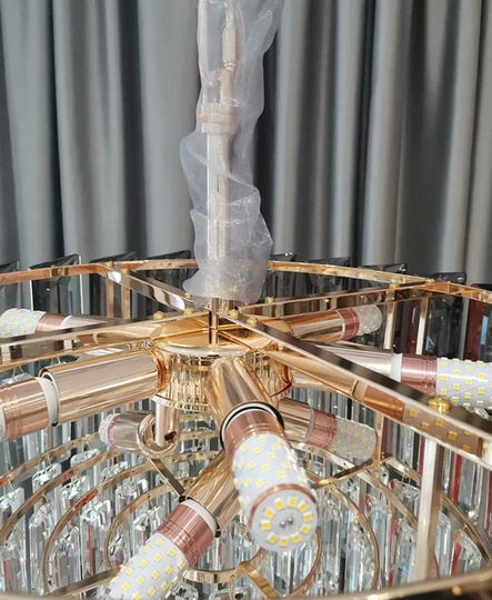 Люстра подвесная BINAY 50*24 золото, хрусталь, металл, E14.