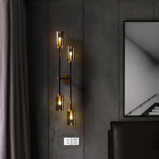 Настенный светильник BASTONI, Бра, 16*79 медный, черный, медь, стекло, G9.