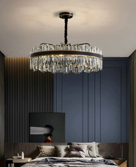 Люстра подвесная BIRGEN 50*23 золото, черный, кристалл, металл, E14.