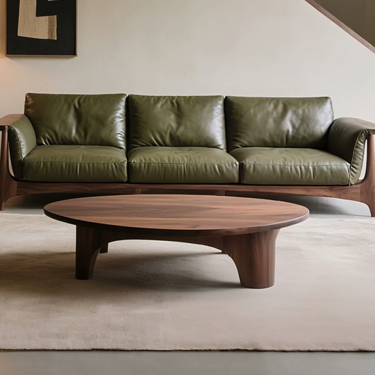 Прямой диван Erin темный орех, кожа, 240*85*80 см