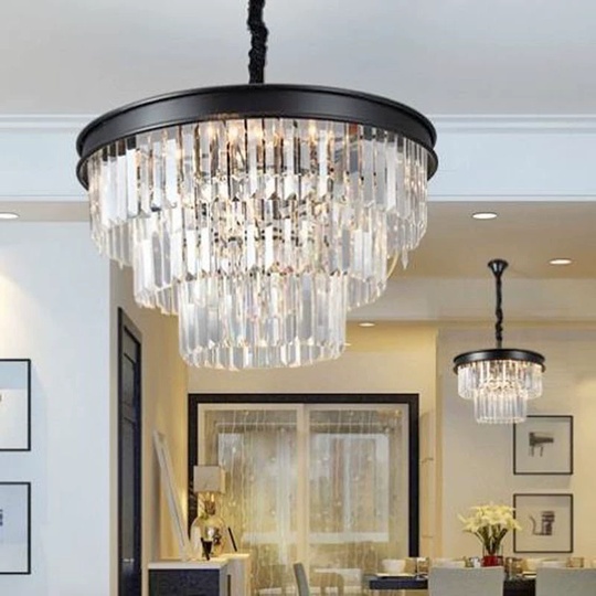 Люстра подвесная, черный, стекло, AYBAN 80*42, металл, E14.