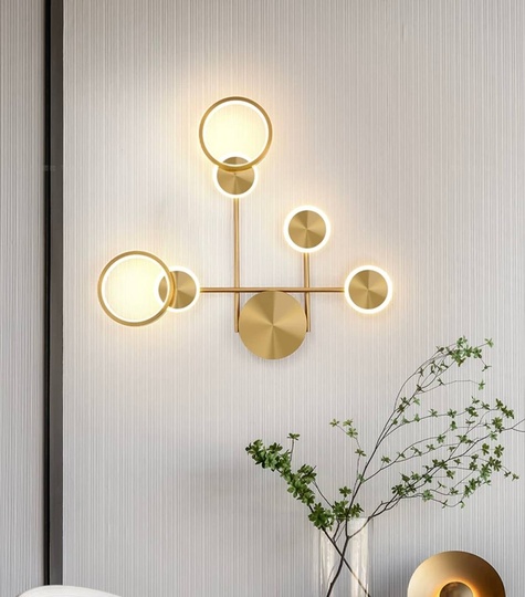 Настенный светильник, Бра, HENRY 57*62, золотой, металл, LED.