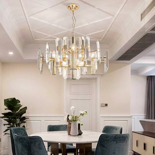 Люстра подвесная, золотой, хрусталь, EILEEN 100*45, металл, E14.