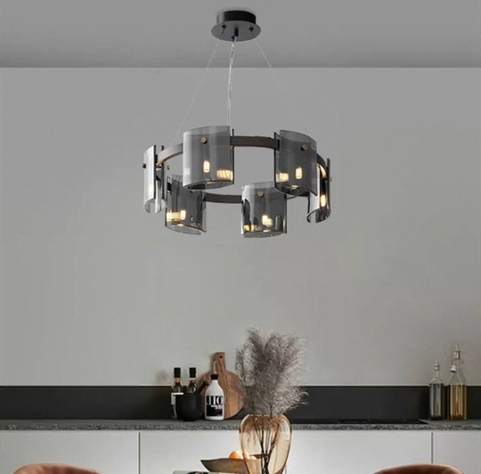 Люстра подвесная, черный, стекло, MELLIFLUOUS 80*17, металл, G9.