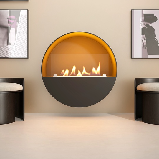 Настенный камин, черный, 80*80 см, жидкостный