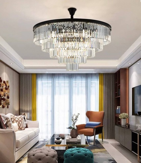 Люстра подвесная, черный, стекло, AYBAN 100*42, металл, E14.