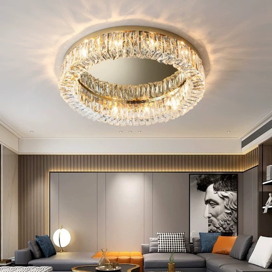 Потолочный светильник, золото, кристалл, ABIGAIL 80*15 металл, E14.