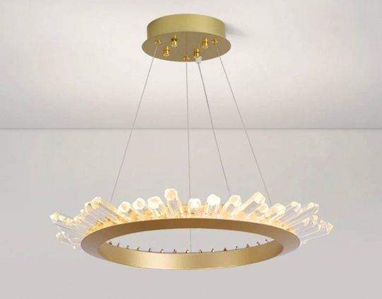 Люстра подвесная, золото, кристалл, KESTER 80*15 металл, LED.