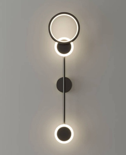 Настенный светильник, Бра, GERALD 15*62, черный, металл, LED.