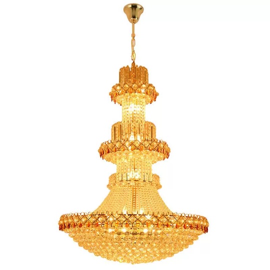 Люстра подвесная, золото, хрусталь, COOPER 150*220 металл, E14.