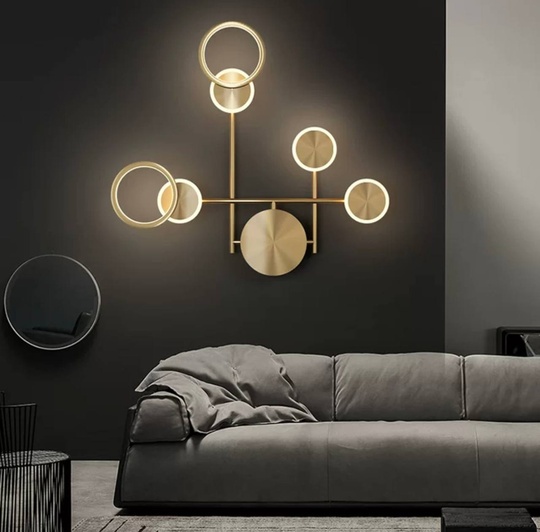 Настенный светильник, Бра, HENRY 57*62, золотой, металл, LED.