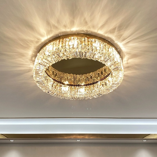 Потолочный светильник, золото, кристалл, ABIGAIL 100*15 металл, E14.