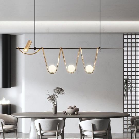 Люстра черная, бронза Elydran, металл, 150*40 см, стекло молочное, G9, GU10