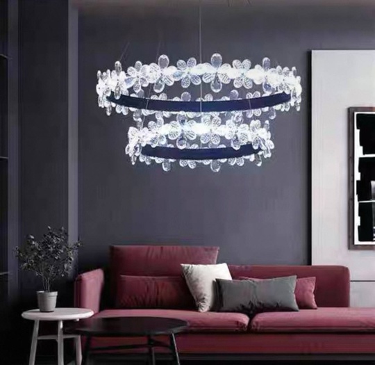 Люстра подвесная, черный, хрусталь, CRISPIN 80*100, металл, LED