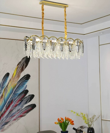 Люстра подвесная, медь, пепельный, кристалл, GULUS 100*28, металл, Е14.