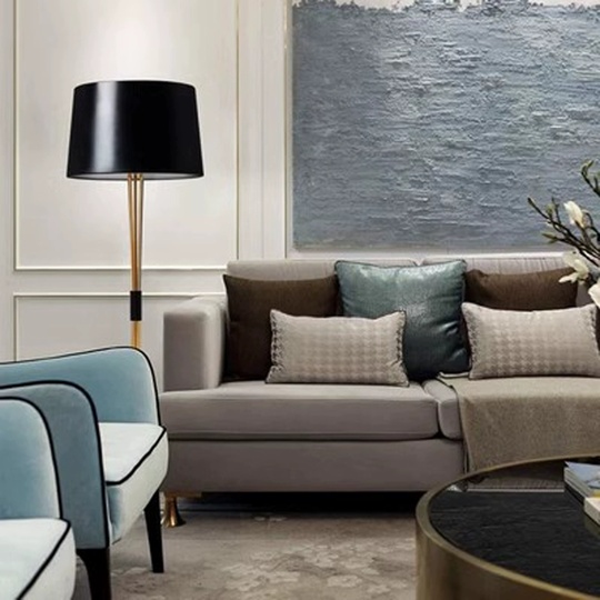 Торшер черный, золото, Devini 48*165, светодиодный, E27, металл