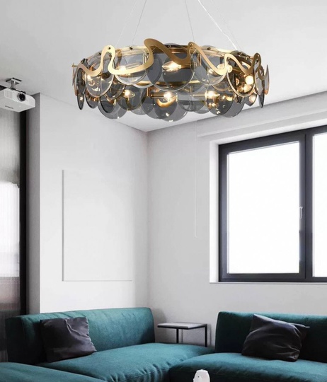 Люстра подвесная, медный, стекло, MODERN 60*25, металл, E14.