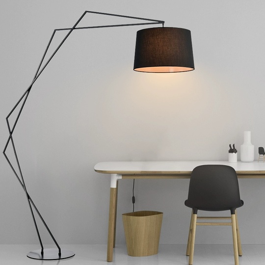 Торшер, черный, Crono 190*170, светодиодный, E27, металл, ткань