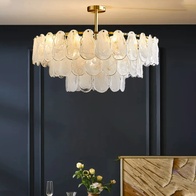 Люстра подвесная BIRCAN 100*35 бронза, стекло, металл, E14.