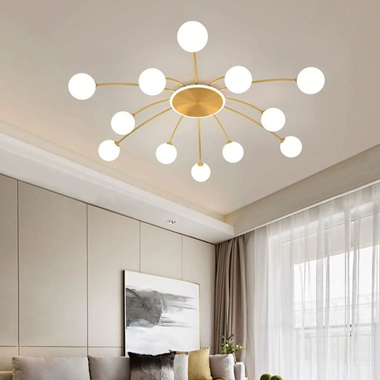 Люстра золотая Unevio, металл, стекло матовое, 80*17 см, светодиодная, LED, G9