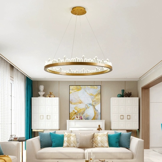 Люстра подвесная, золото, кристалл, LOUIS 80*11 металл, LED.