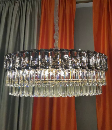 Люстра подвесная BINAY 100*29 золото, хрусталь, металл, E14.