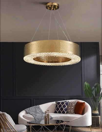 Светильник подвесной золотой Elquinox, металл, трос 65 см, 100*13 см, Е14