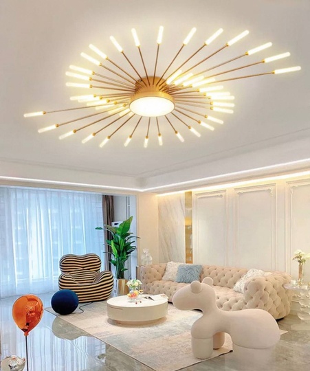 Люстра золотая Alventra, металл, 80*7 см, светодиодная, LED