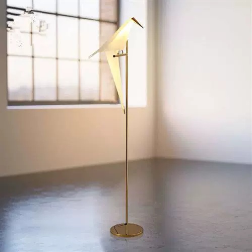 Торшер журавль-оригами, золото Shadoof 45*165, LED, металл, ПММА