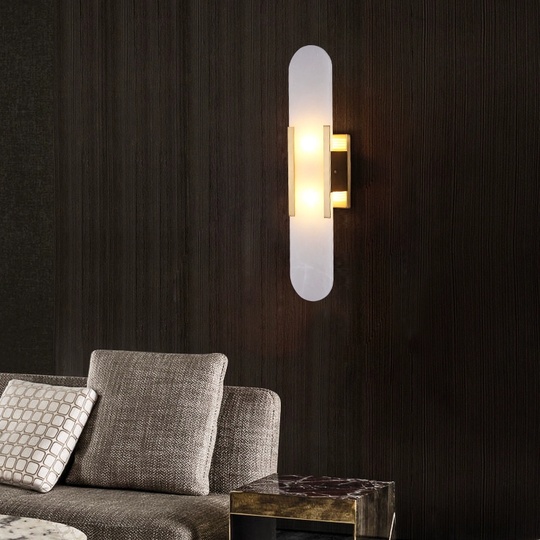 Настенный светильник SASSO, Бра, 10.5*35, бронза, мрамор, металл, G4.