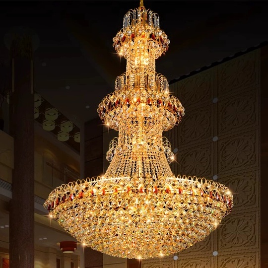 Люстра подвесная, золото, хрусталь, COOPER 150*220 металл, E14.