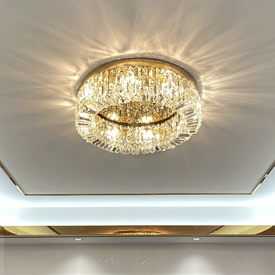 Потолочный светильник, золото, кристалл, ABIGAIL 80*15 металл, E14.