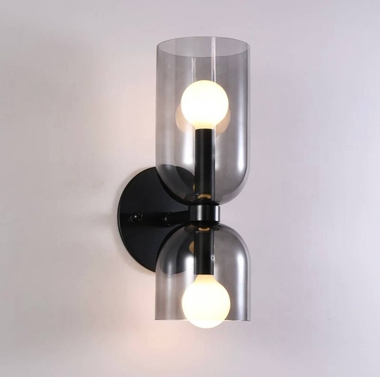 Настенный светильник, Бра MARSHALL 14*35, дымчато-серый, металл, стекло, Е14.