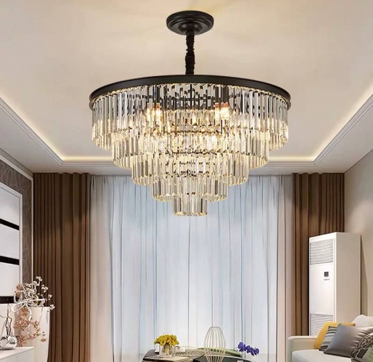 Люстра подвесная, черный, стекло, AYBAN 100*42, металл, E14.