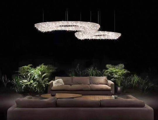 Люстра подвесная, серебро, хрусталь, ZOE 132*52*20 металл, G9.