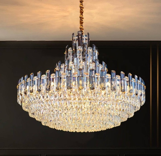 Люстра подвесная ERIS 50*50 золото, кристалл, металл, Е14.