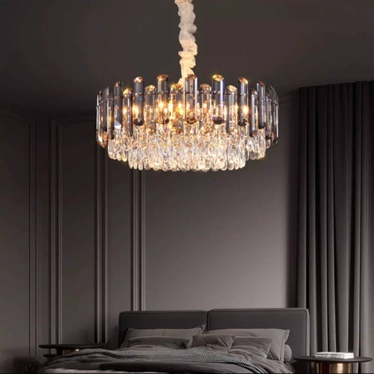 Люстра подвесная ALEV 60*30 золото, кристалл, металл, E14.