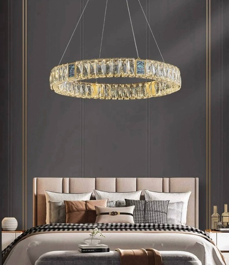 Люстра подвесная CEREN 80*150 золотой, хрусталь, металл, LED.