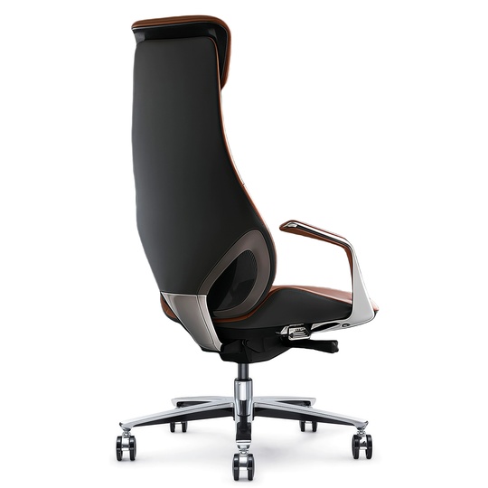 Кресло офисное для руководителя, перфорированная кожа, алюминиевый сплав