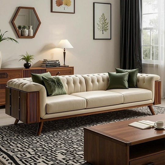 Прямой диван Christine темный орех, кожа, 240*95*73 см