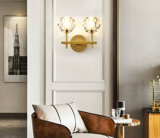 Настенный светильник LARRY 27*22, медный, металл, стекло, G9.