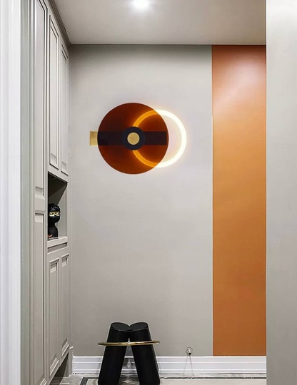 Настенный светильник, Бра, GEOFF 40*30, коричневый, металл, LED.